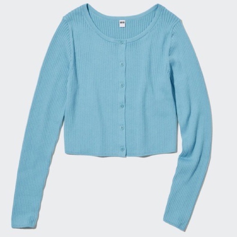 Uniqlo UV Protection Crew Neck Ribbed Cropped Cardigan - Picture 4 of 13